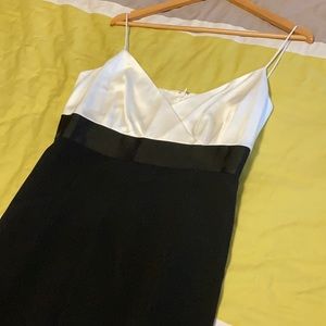 Ann Taylor White Black Empire Dress Size 14 Large